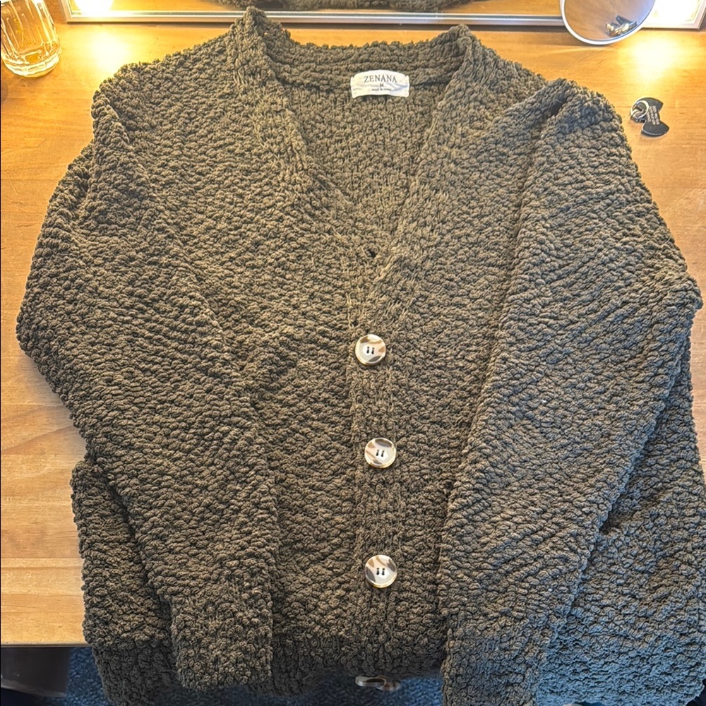 Fuzzy Green Cardigan
